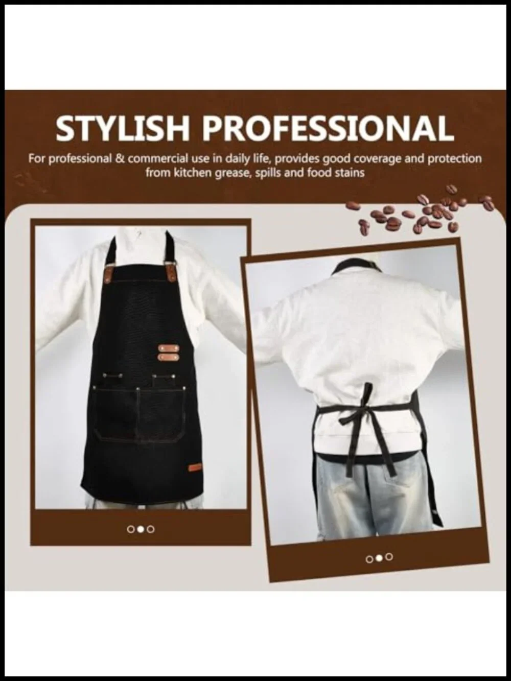 Water Repellent Apron with Adjustable Strap and Pockets for Cooking